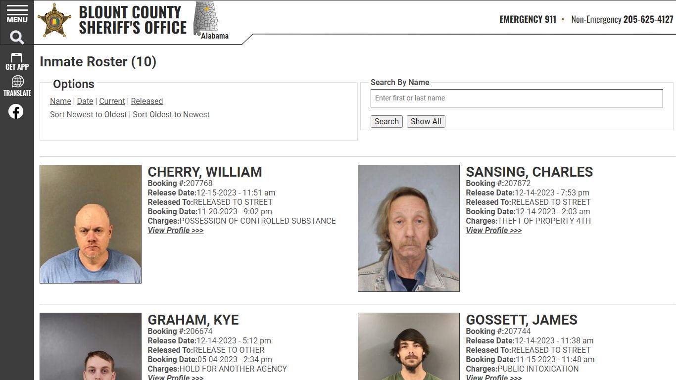 Released Inmates Booking Date Descending - Blount County Sheriff AL